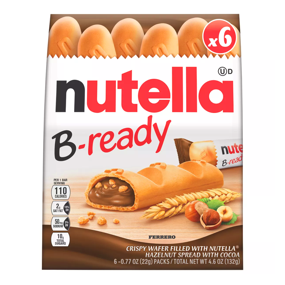 Вафли Crispy B-Ready с Nutella – 6 × 0,7 унции (6 × 20 г)